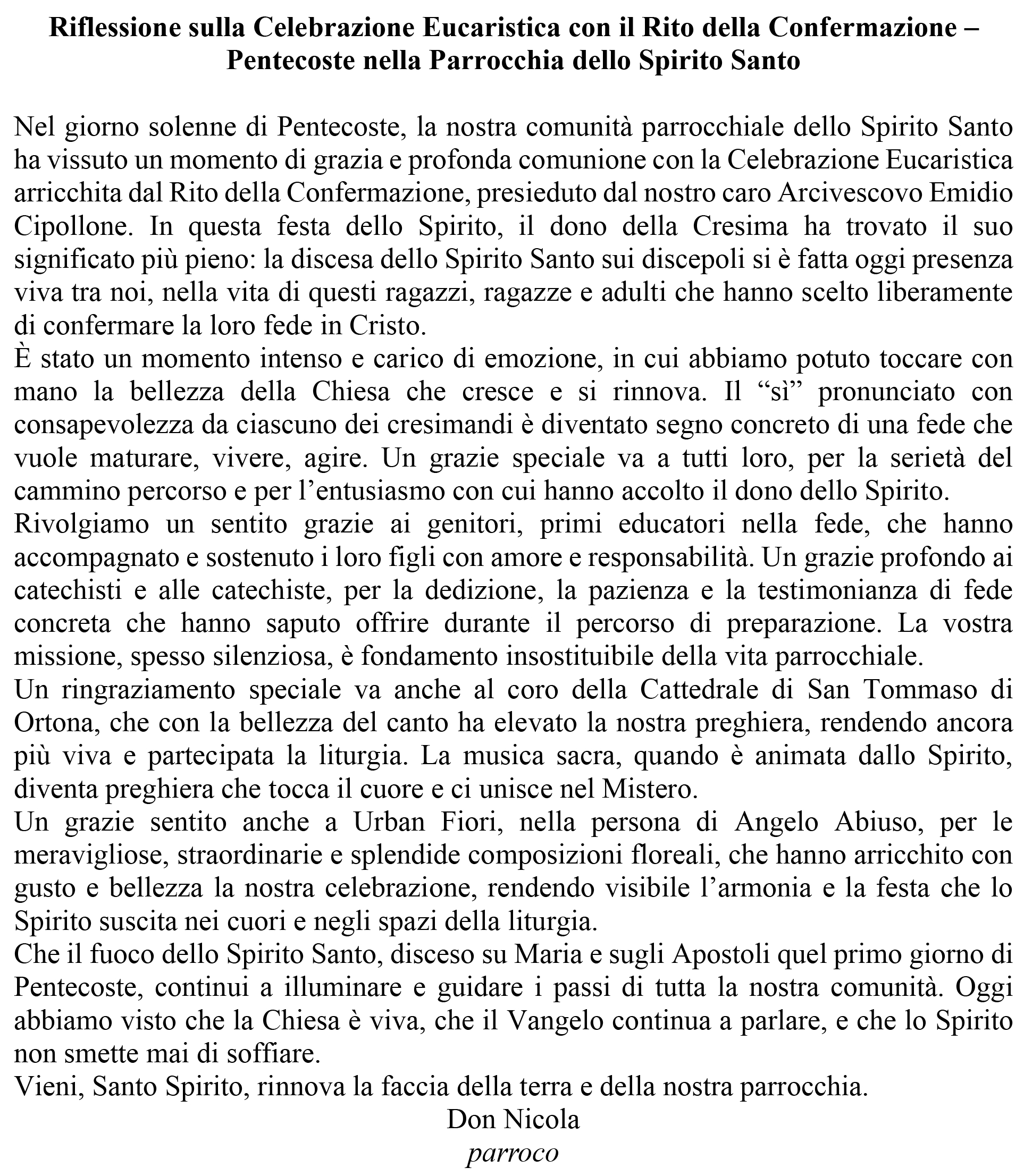 la voce del parroco